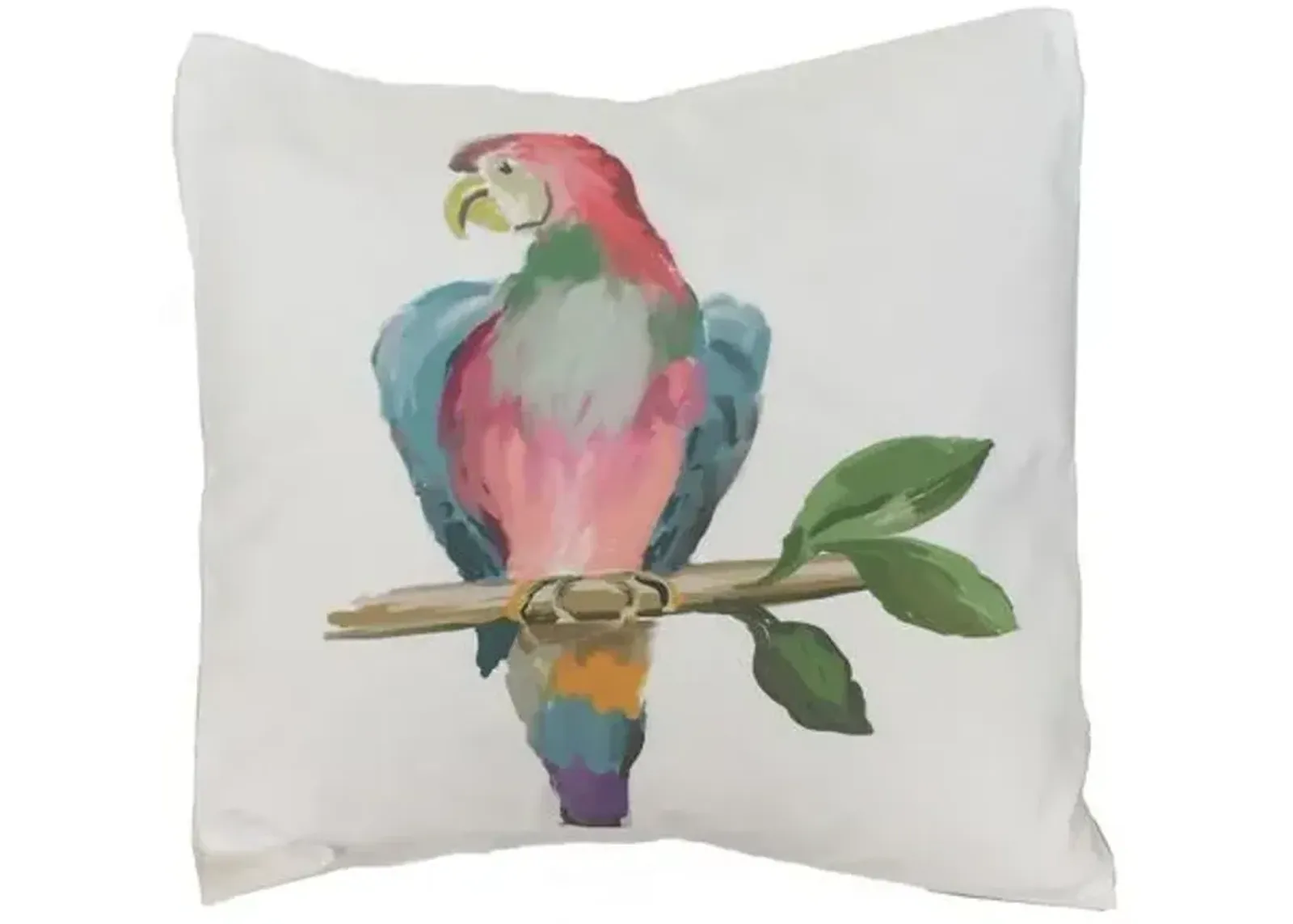 Parrot 18x18 Pillow - White - Dana Gibson