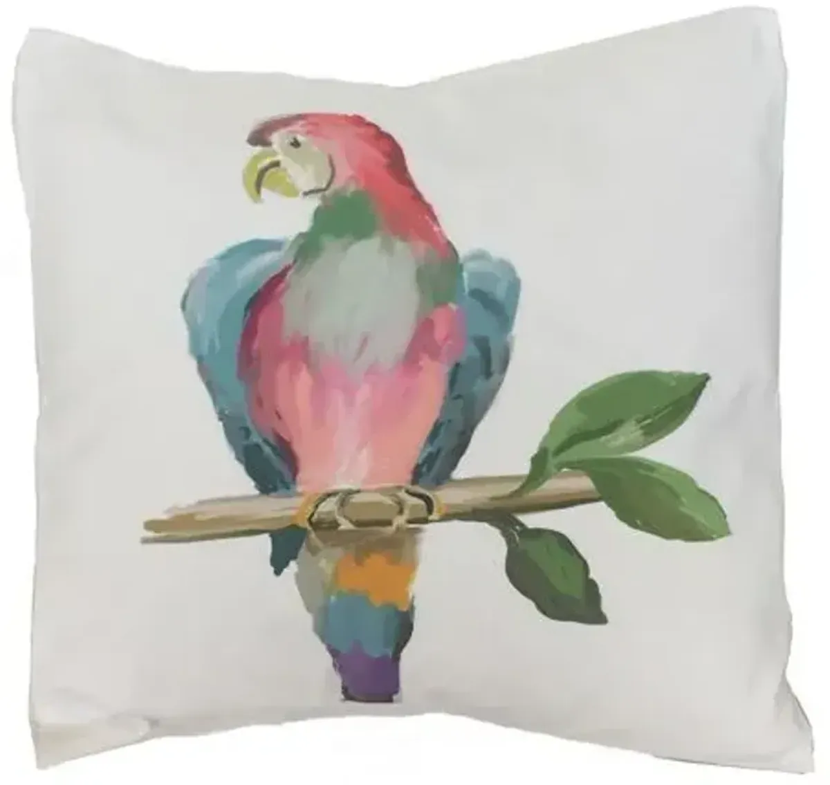 Parrot 18x18 Pillow - White - Dana Gibson