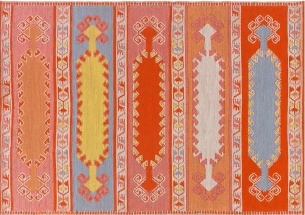 Jess Outdoor Rug, Coral/Multi