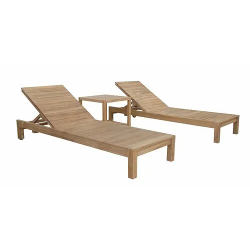 Asst. of 3 South Bay Outdoor Lounge Set - Natural - Brown