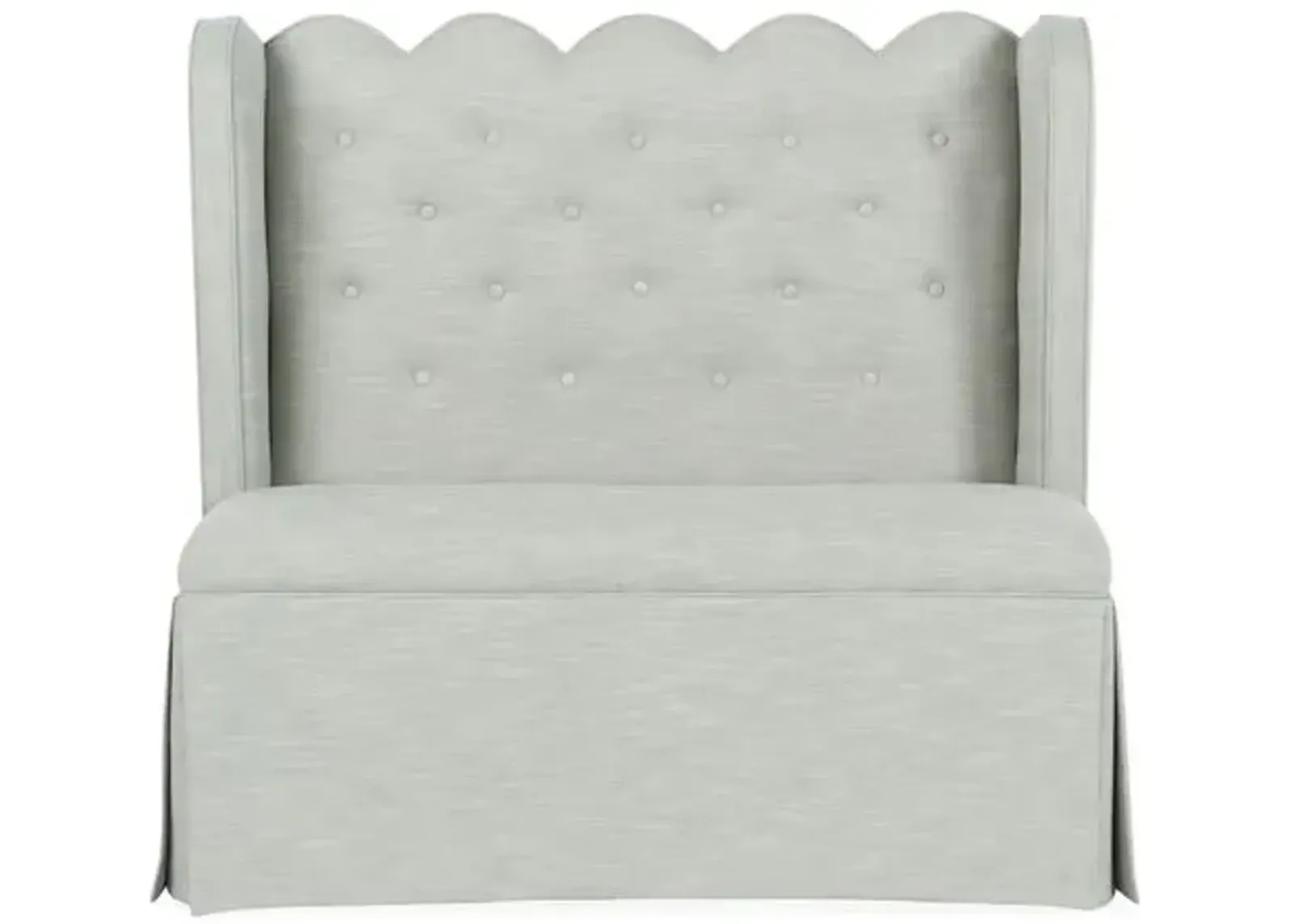 Regina Scallop Banquette - Handcrafted - Gray