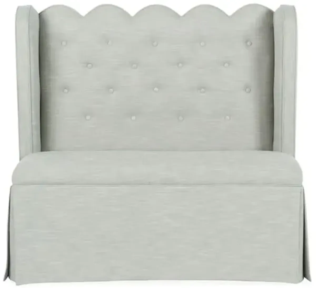 Regina Scallop Banquette - Handcrafted - Gray