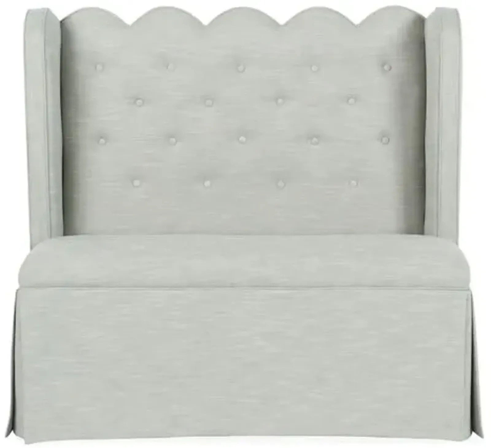 Regina Scallop Banquette - Handcrafted - Gray