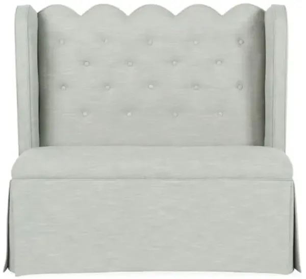 Regina Scallop Banquette - Handcrafted - Gray