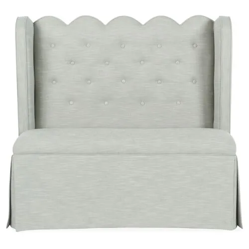 Regina Scallop Banquette - Handcrafted - Gray