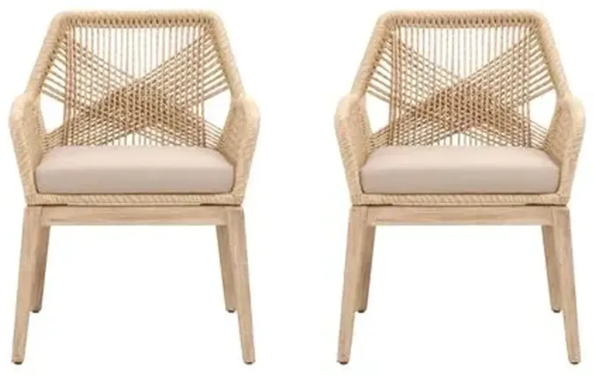 Set of 2 Easton Rope Armchairs - Sand/Light Gray - Beige