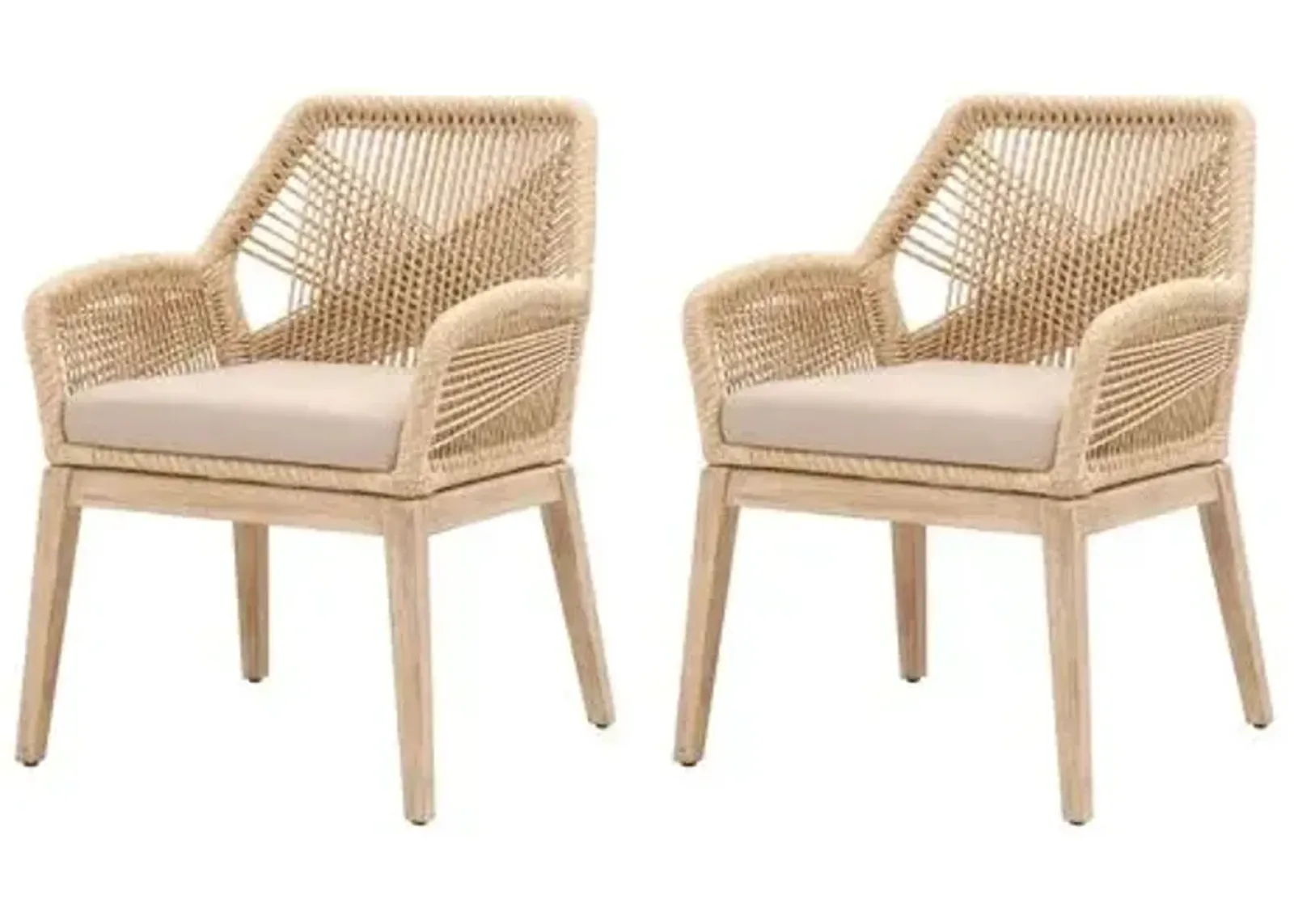 Set of 2 Easton Rope Armchairs - Sand/Light Gray - Beige