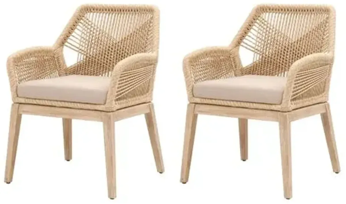 Set of 2 Easton Rope Armchairs - Sand/Light Gray - Beige