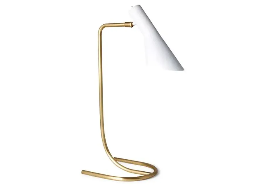 Penelope Task Lamp - Brass/White - Gold