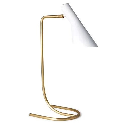 Penelope Task Lamp - Brass/White - Gold