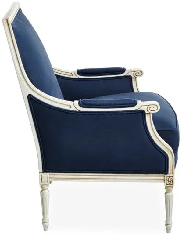 James Accent Chair - Navy Linen - Blue, Comfortable, Durable