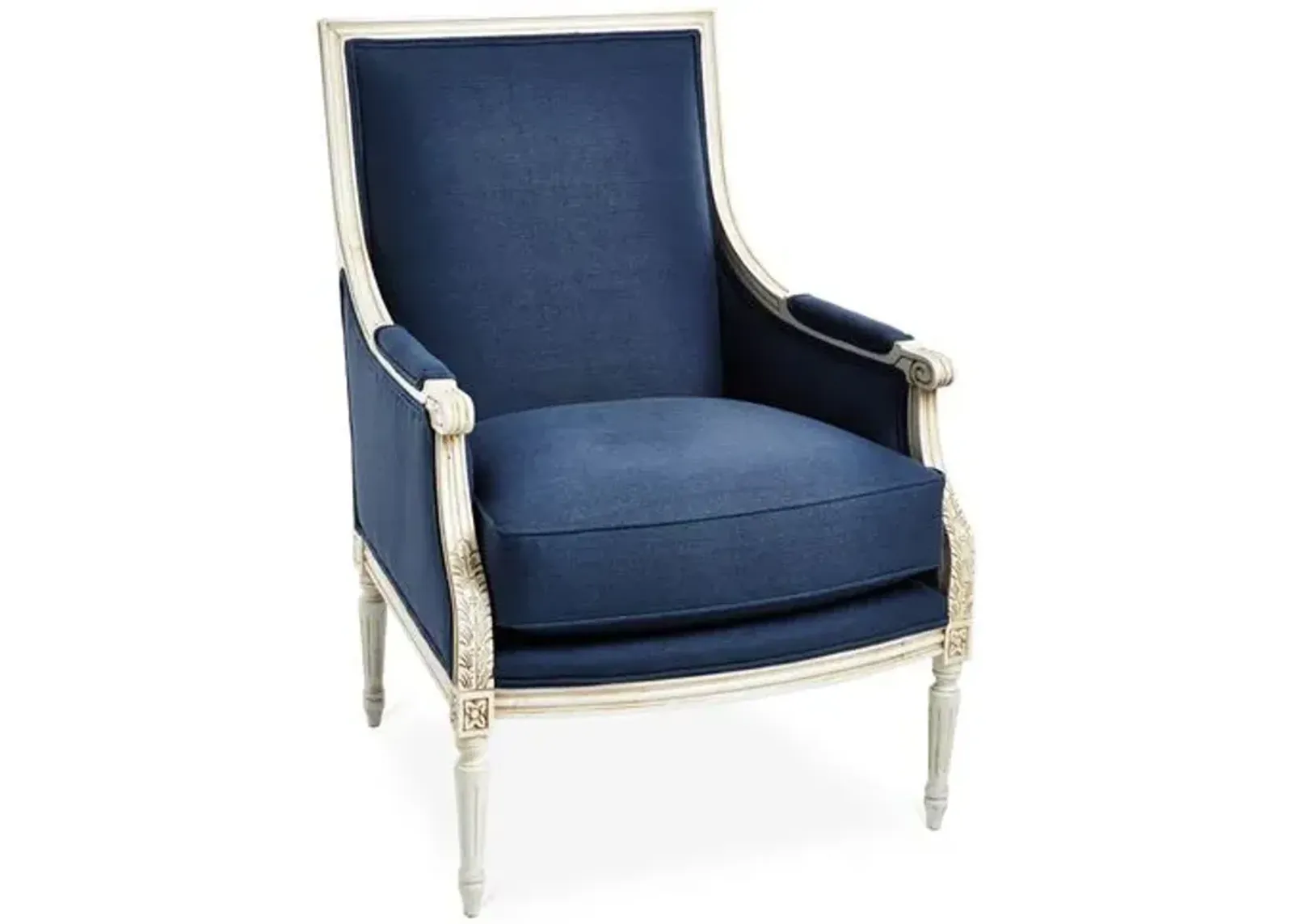 James Accent Chair - Navy Linen - Blue, Comfortable, Durable