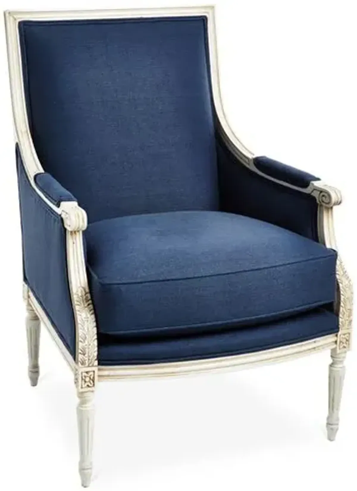 James Accent Chair - Navy Linen - Blue, Comfortable, Durable