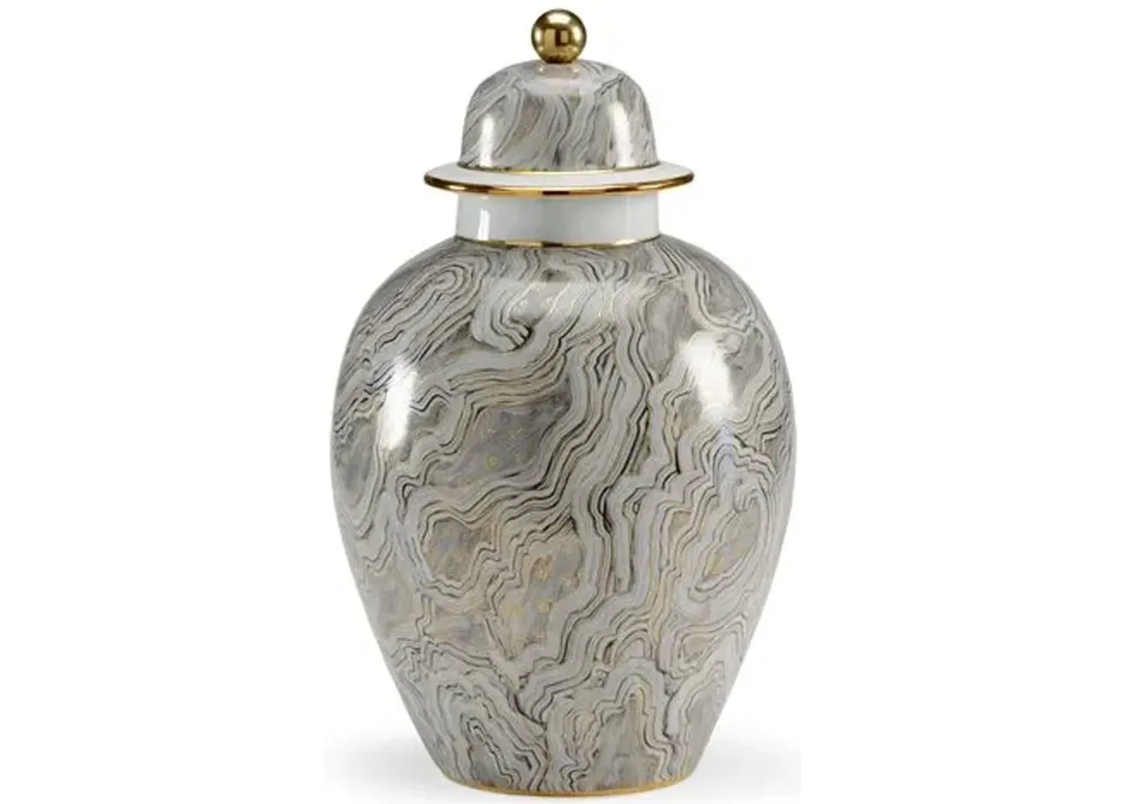 19" Marbled Ginger Jar - Gray/Gold - Chelsea House