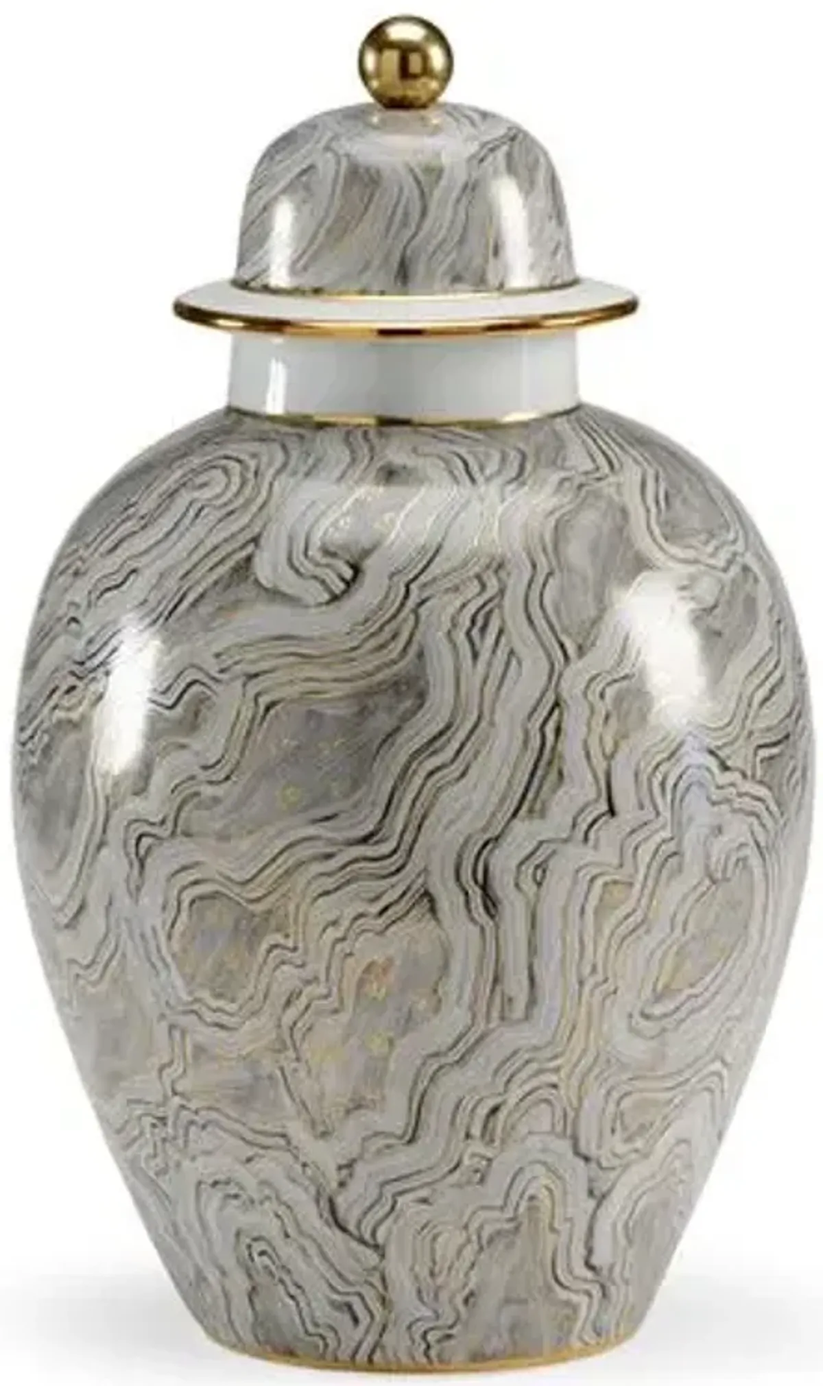 19" Marbled Ginger Jar - Gray/Gold - Chelsea House