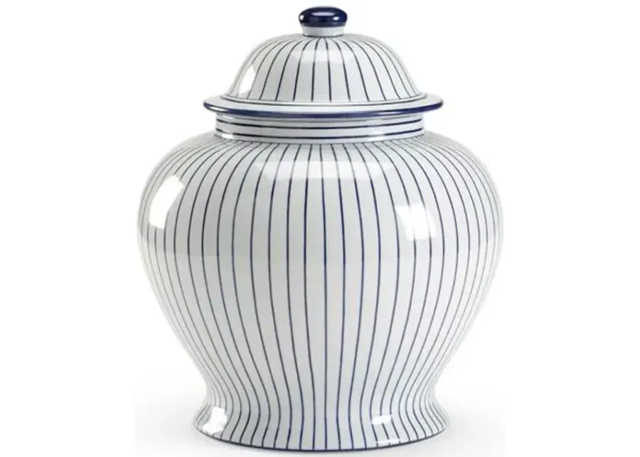 15" Castle Ginger Jar - White/Blue - Chelsea House