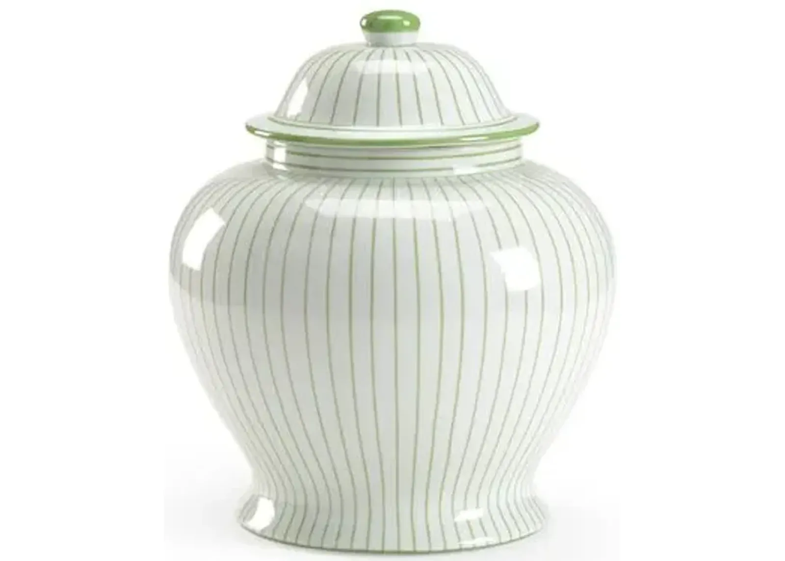 15" Castle Ginger Jar - White/Green - Chelsea House