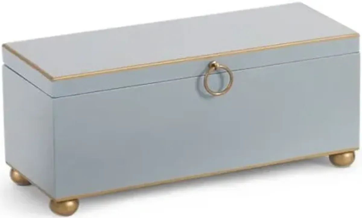 14" Rect Decorative Box - Blue/Gold - Chelsea House - Gray