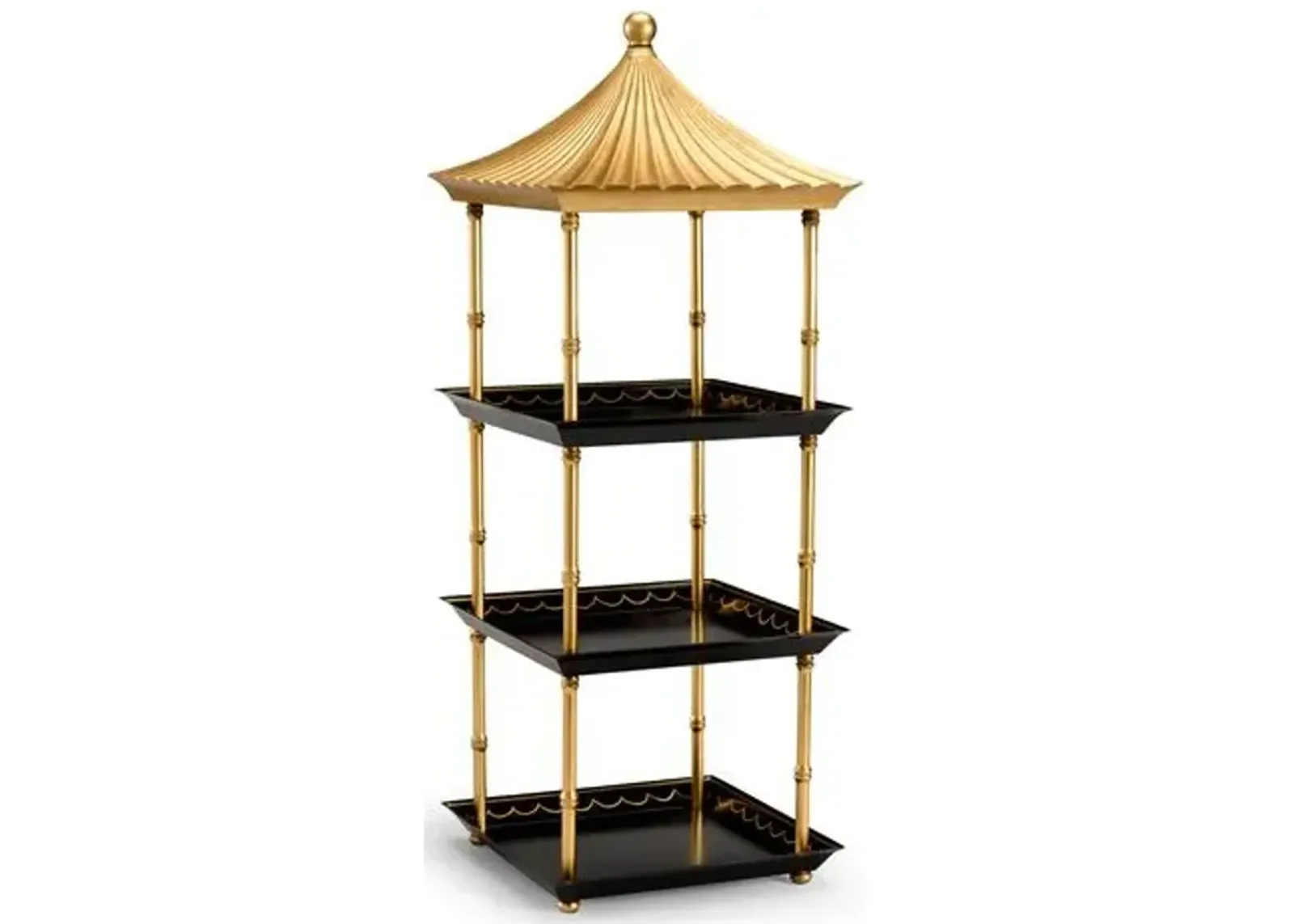 33" Pagoda Étagère - Black/Gold - Chelsea House