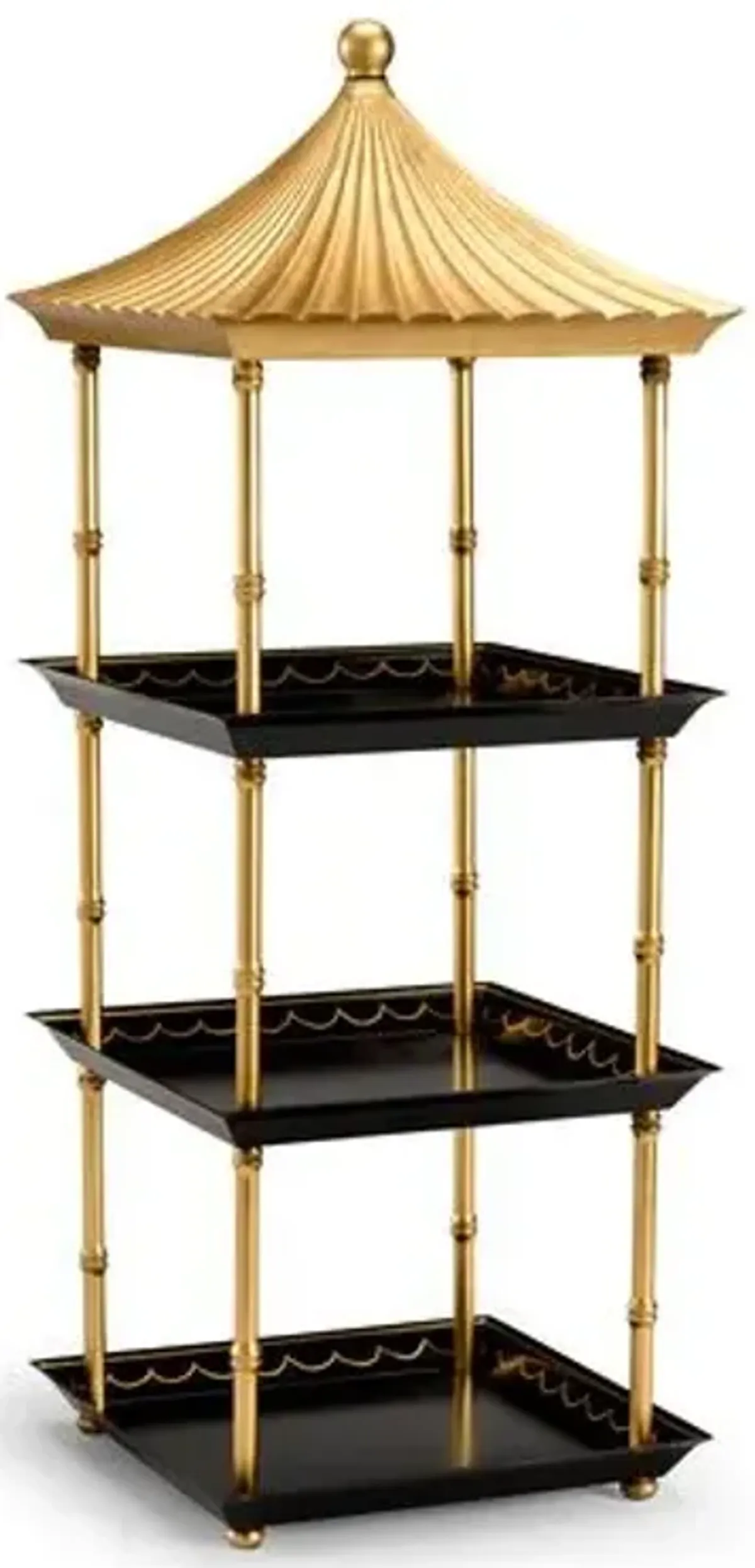 33" Pagoda Étagère - Black/Gold - Chelsea House