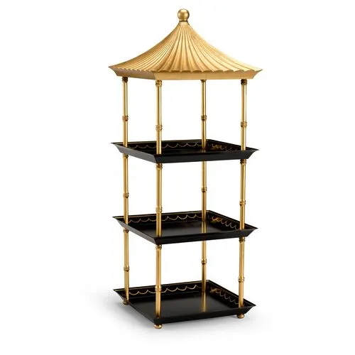 33" Pagoda Étagère - Black/Gold - Chelsea House