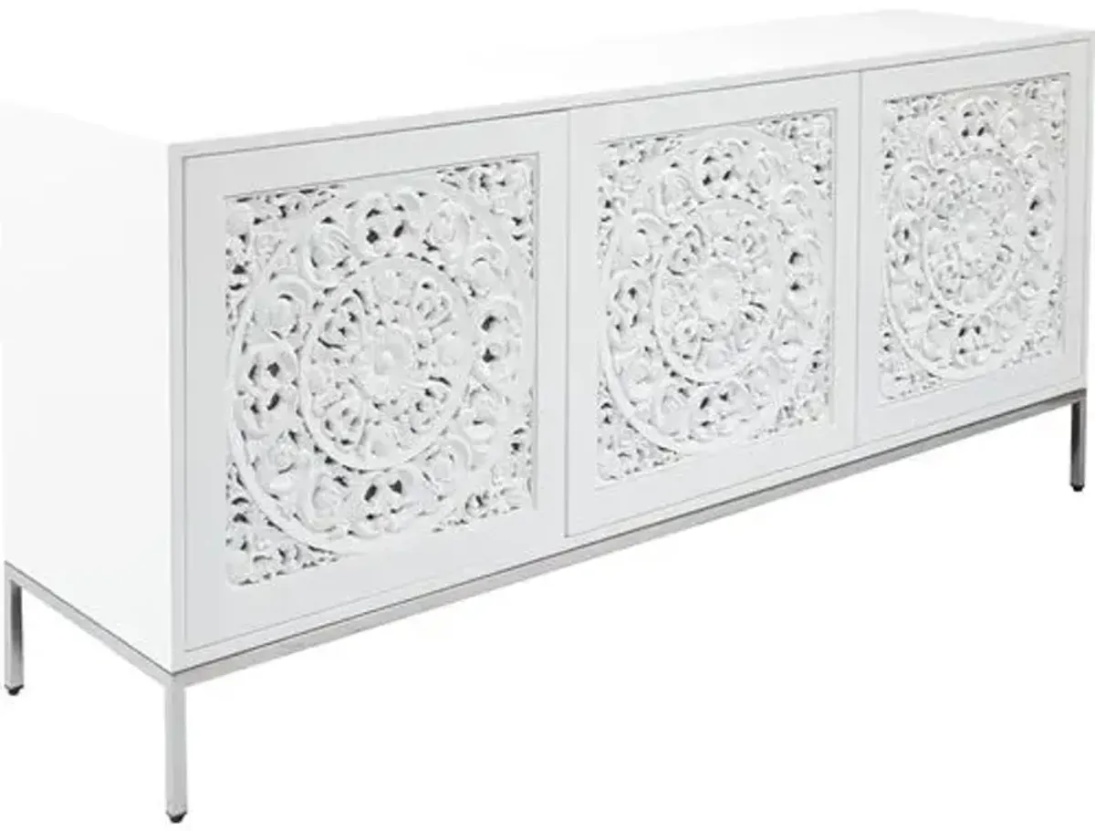 Antonia Hand Carved Sideboard - Matte White