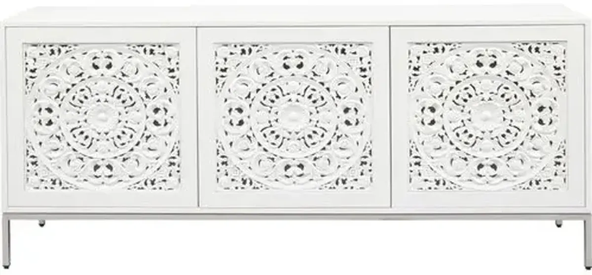 Antonia Hand Carved Sideboard - Matte White