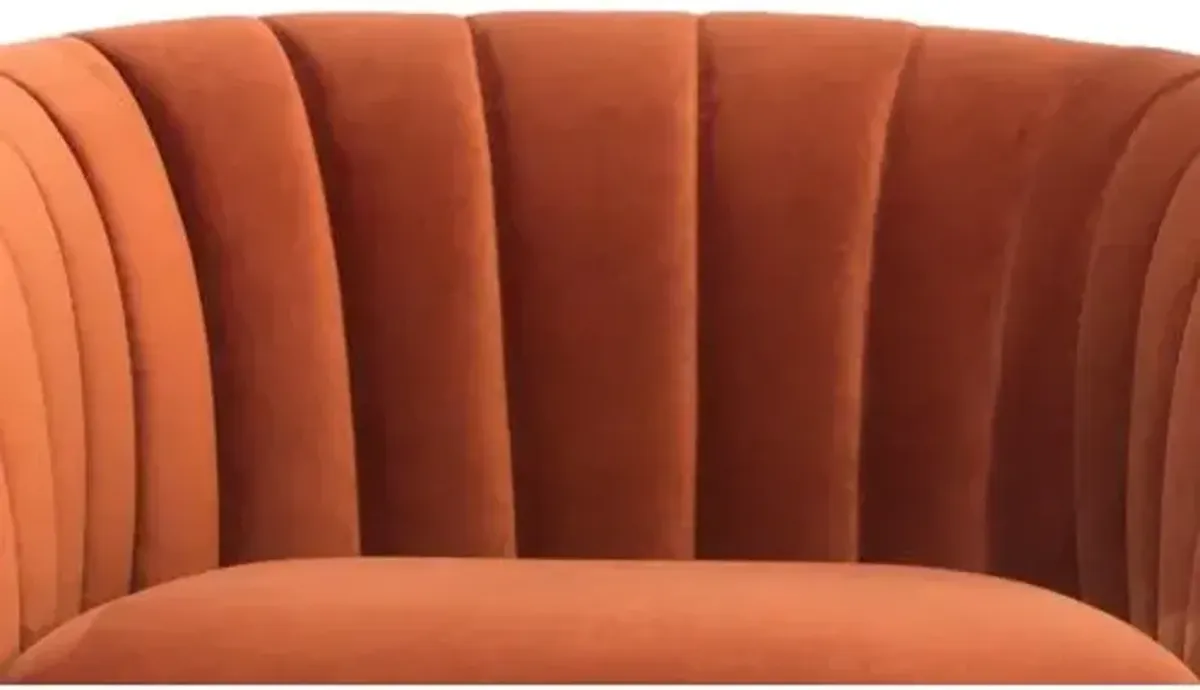 Cayla Channeled Accent Chair - Velvet - Orange, Comfortable, Durable, Velvet Upholstery