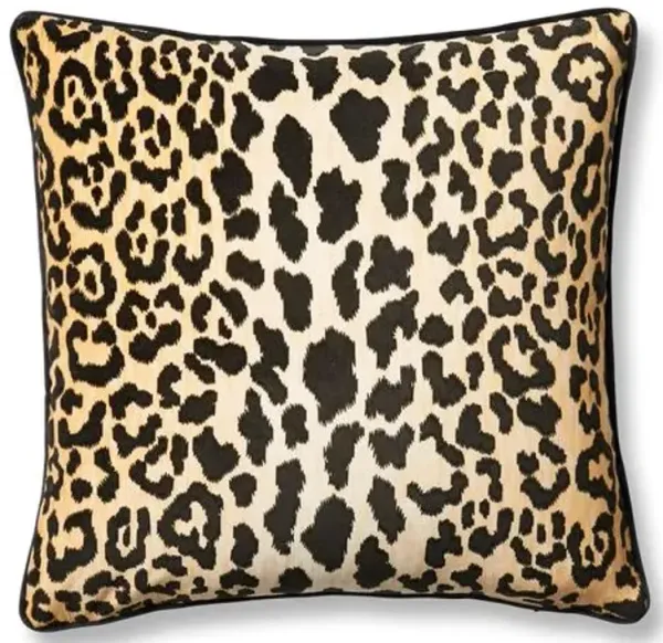 Leopard 19x19 Velvet Pillow - Brown/Black