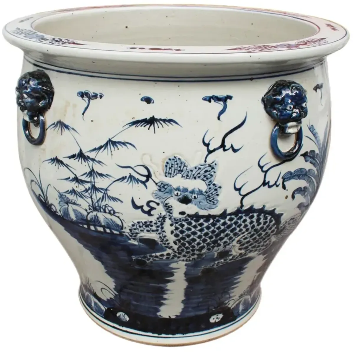 23" Kylin Planter, Blue/White