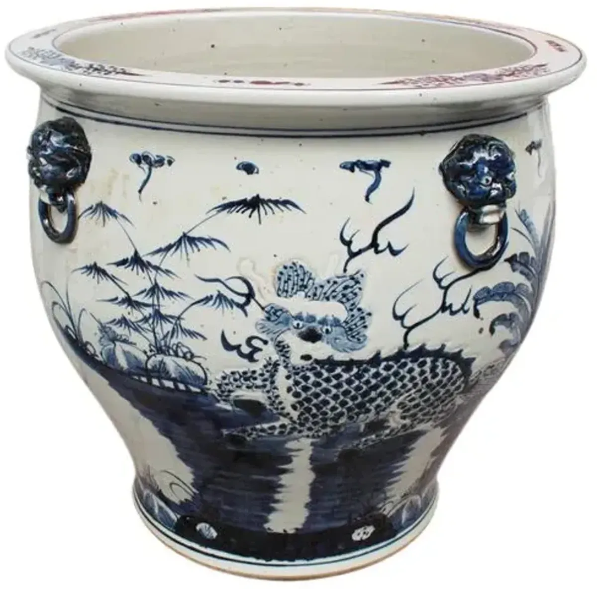 23" Kylin Outdoor Planter - Blue/White - 21.5Hx23Wx23D In