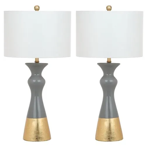 Set of 2 Mona Table Lamps - Gray/White