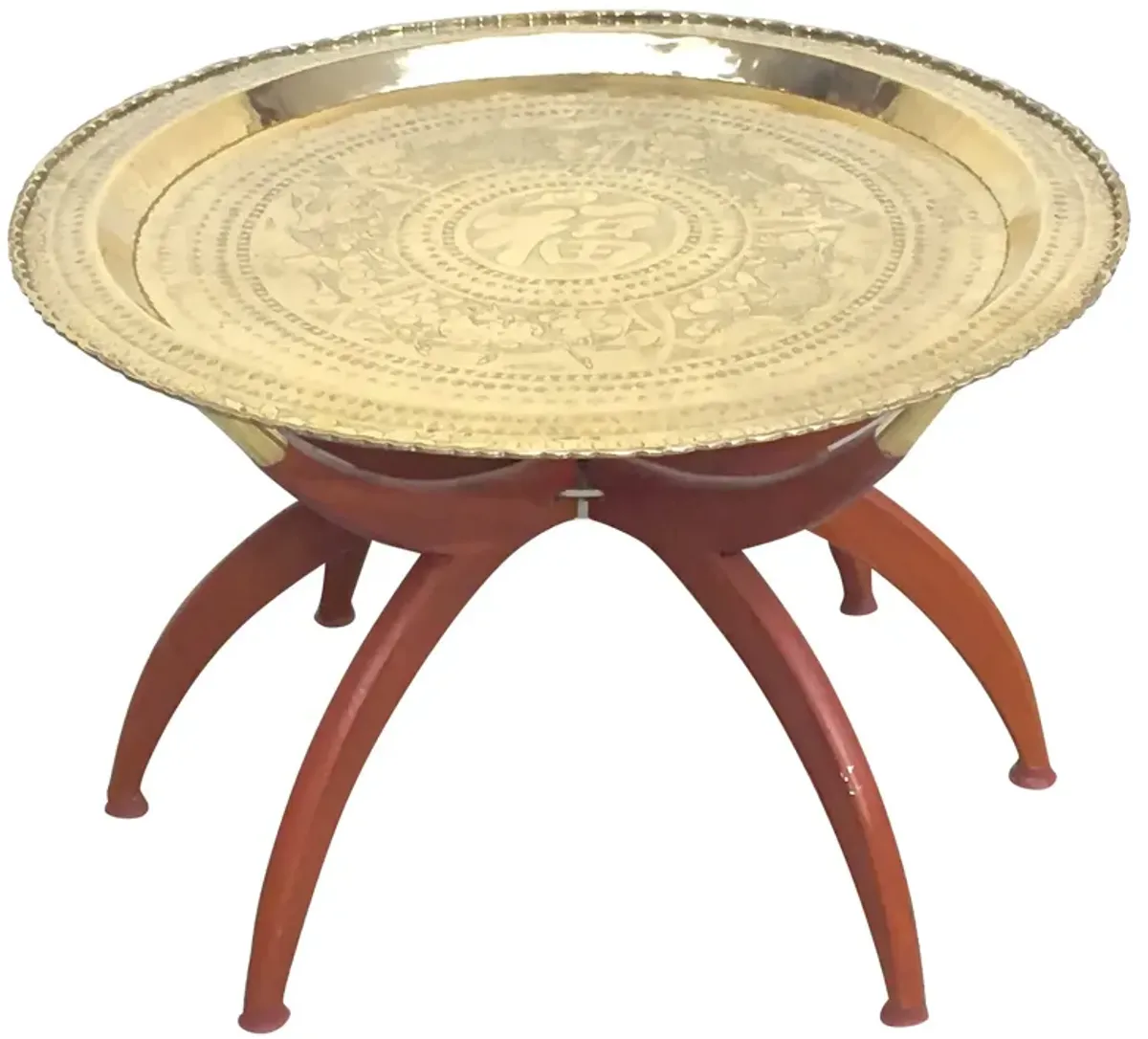 Brass & Wood Spider Table - Vermilion Designs - Brown