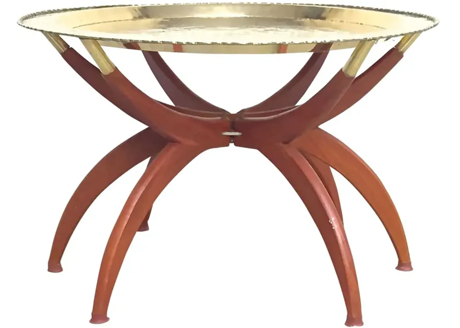 Brass & Wood Spider Table - Vermilion Designs - Brown