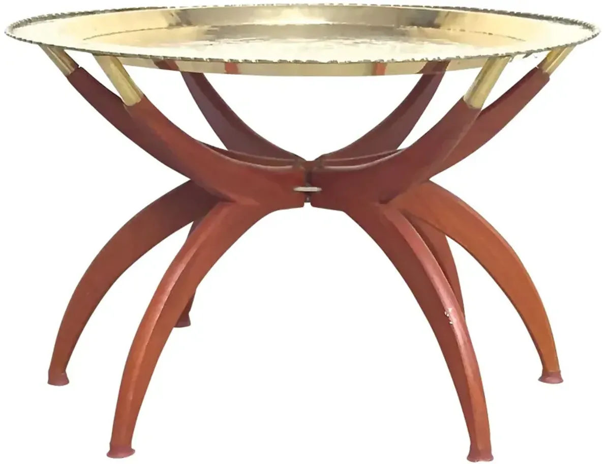 Brass & Wood Spider Table - Vermilion Designs - Brown