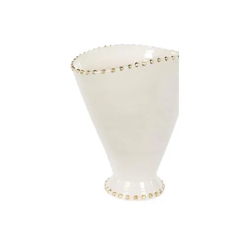 Button Large Vase - Cream/Gold - Bradburn Home - Ivory