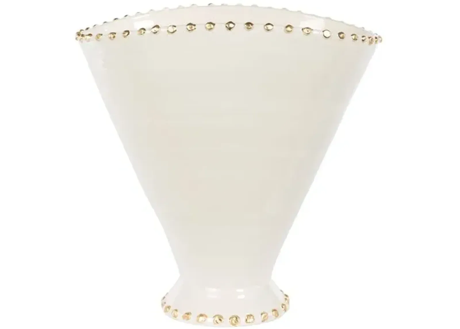 Button Large Vase - Cream/Gold - Bradburn Home - Ivory