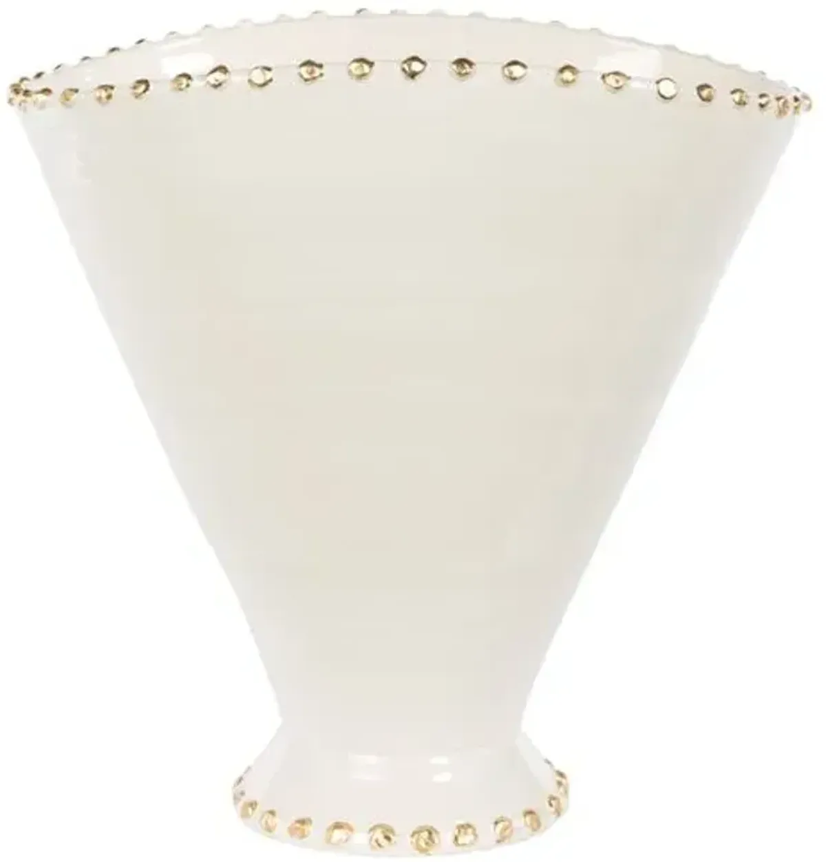 Button Large Vase - Cream/Gold - Bradburn Home - Ivory