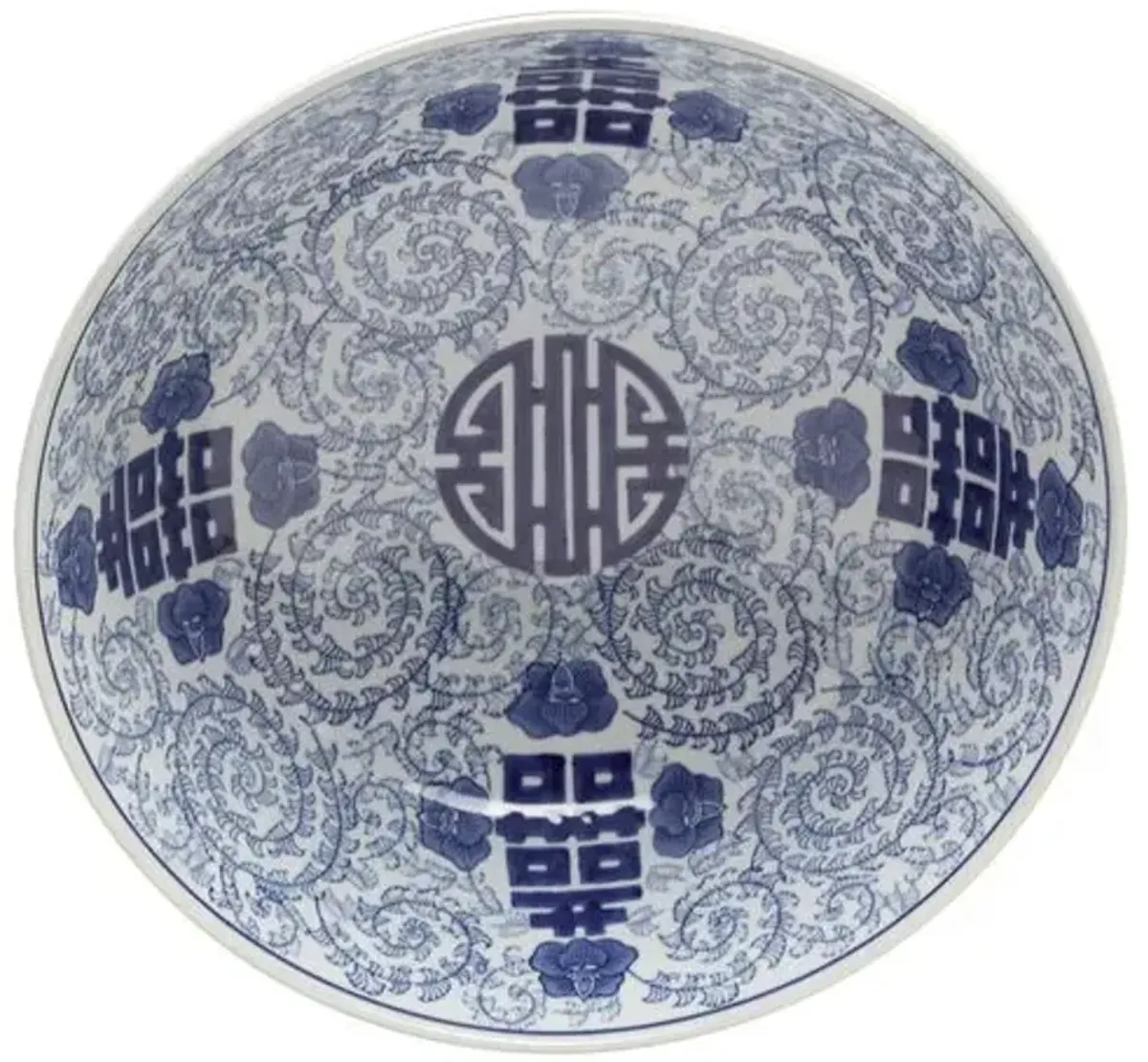 14" Happiness Decorative Bowl - Blue/White