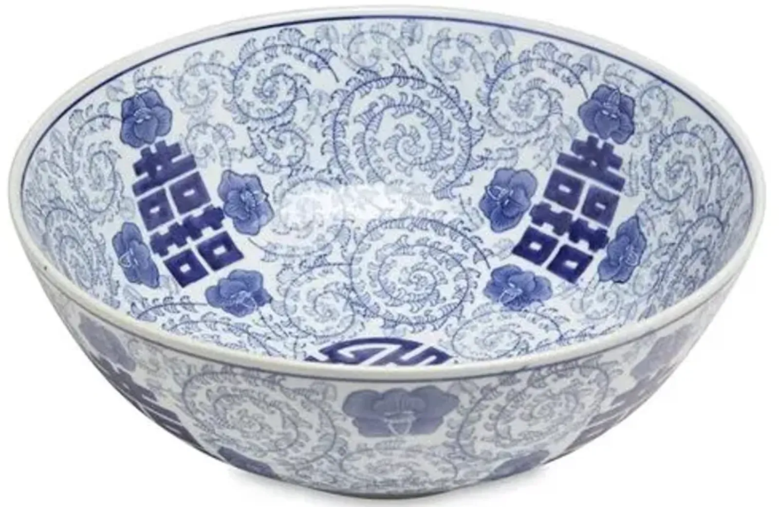 14" Happiness Decorative Bowl - Blue/White