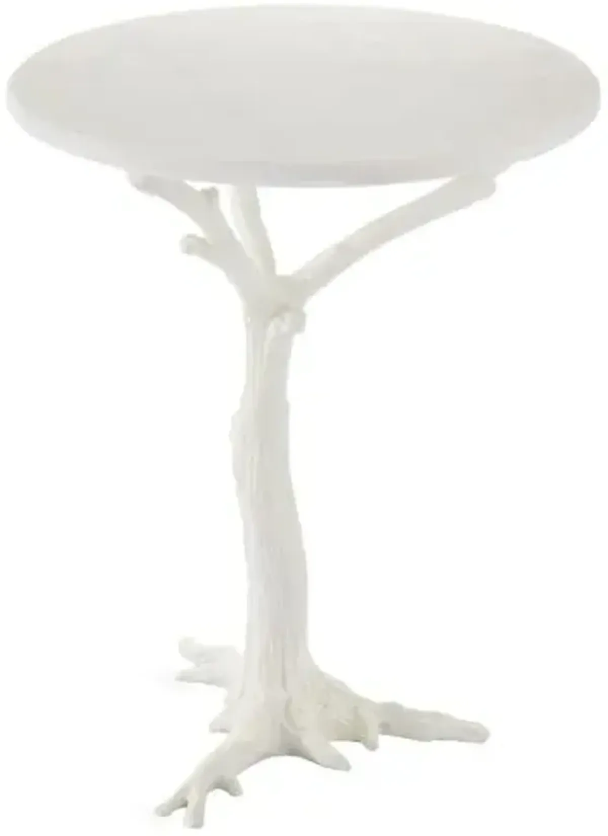 Faux-Bois Side Table - White - Global Views