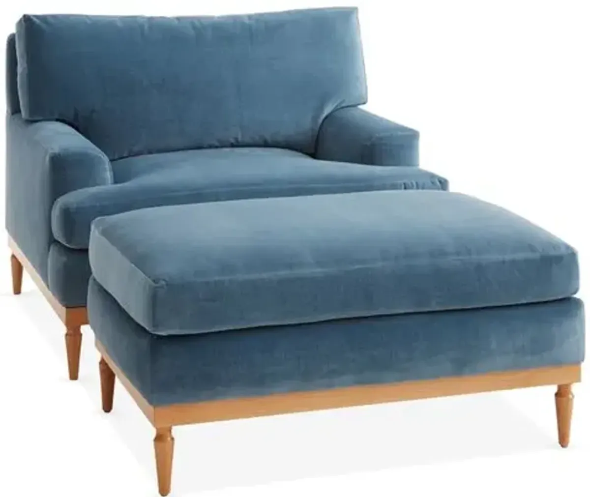 Sutton Velvet Club Chair & Ottoman Set