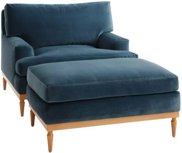 Sutton Velvet Club Chair & Ottoman Set
