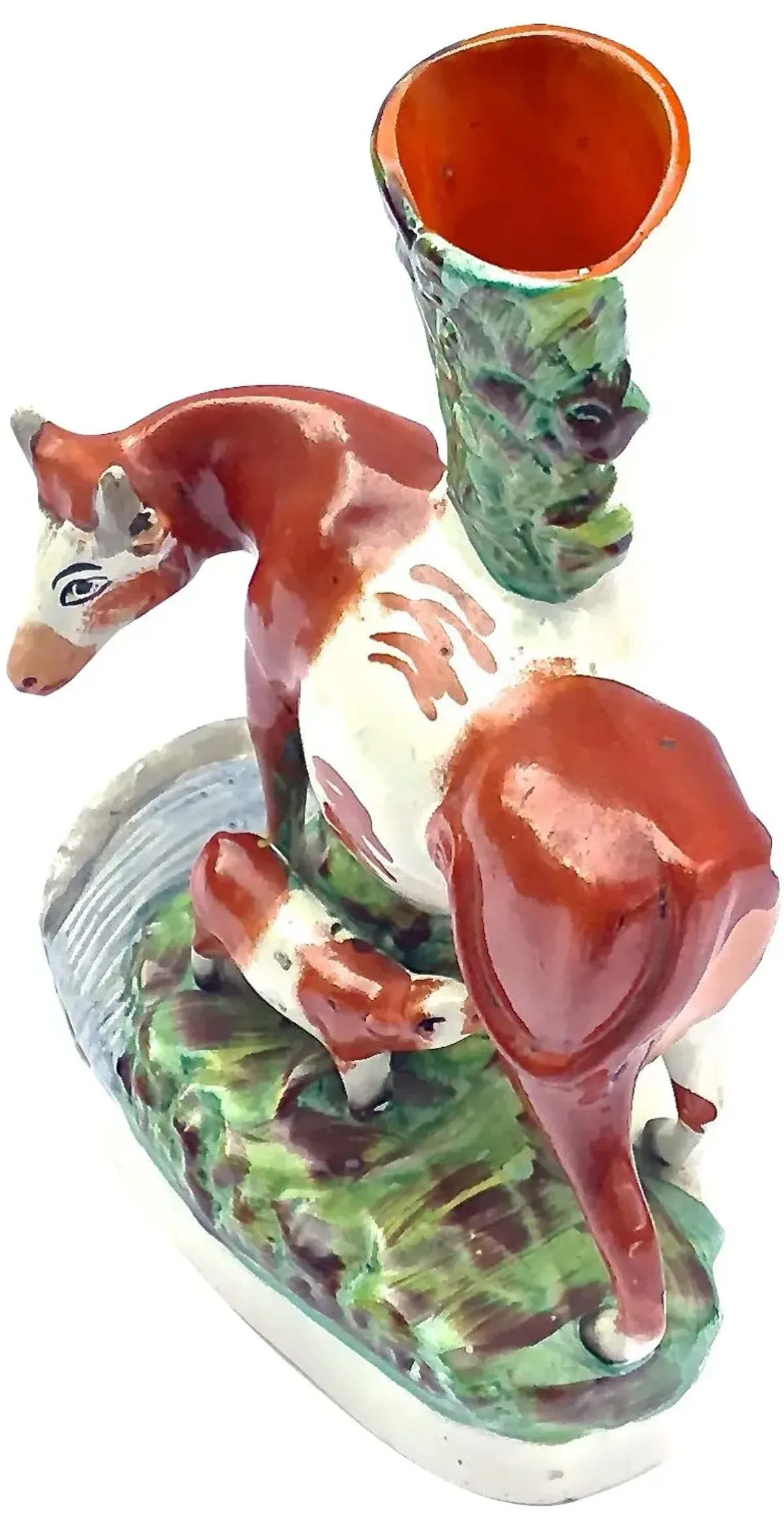 English Staffordshire Cow Vase - Vermilion Designs - Red