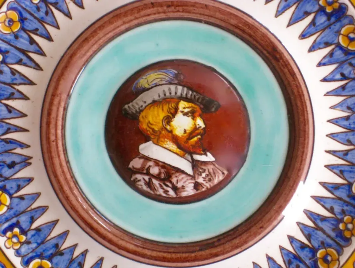 Antique French Faience Portrait Plate - The Emporium Ltd. - Yellow