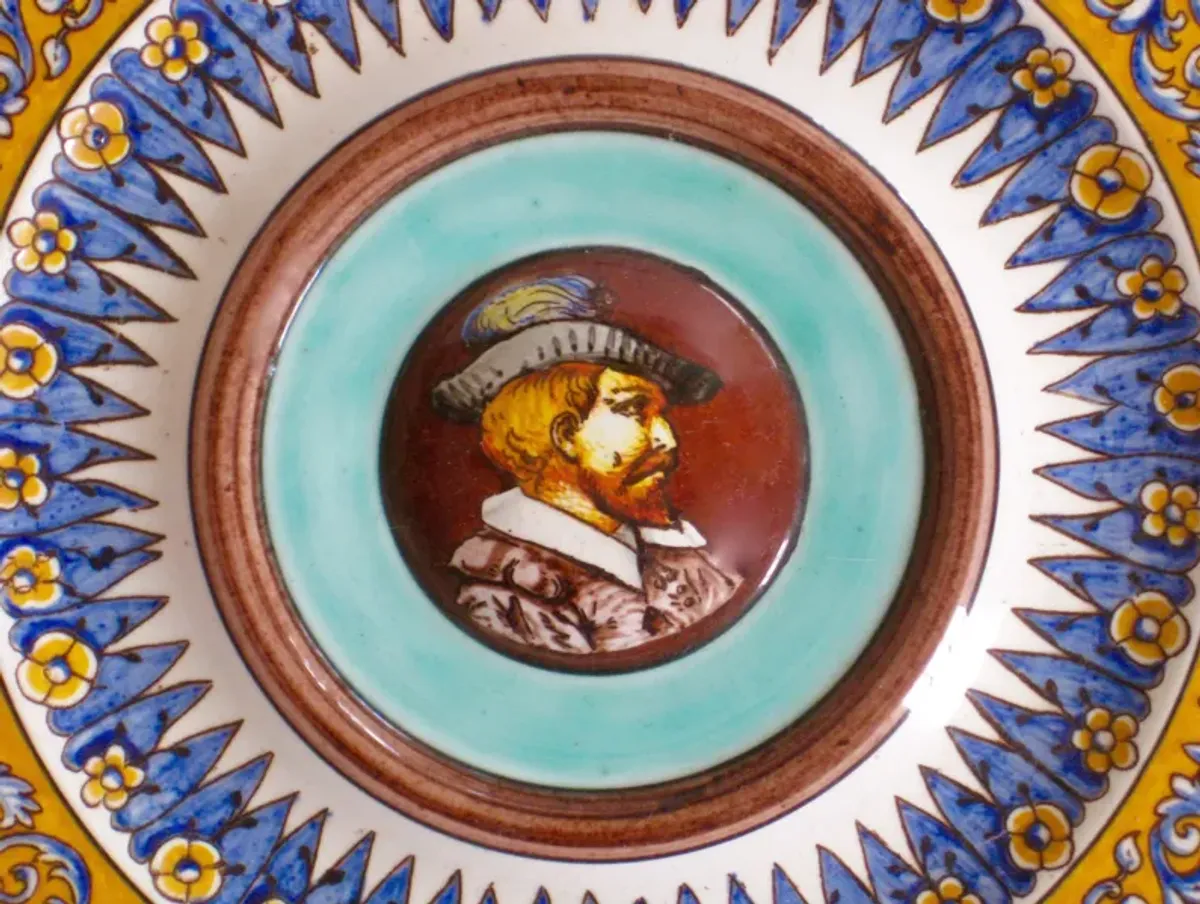 Antique French Faience Portrait Plate - The Emporium Ltd. - Yellow