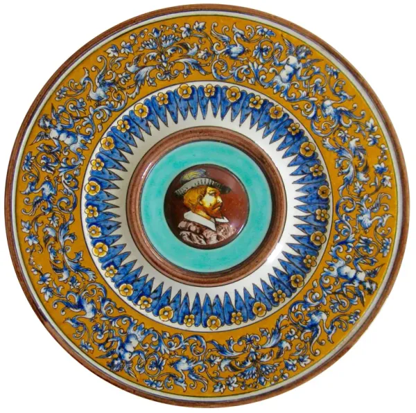 Antique French Faience Portrait Plate - The Emporium Ltd. - Yellow