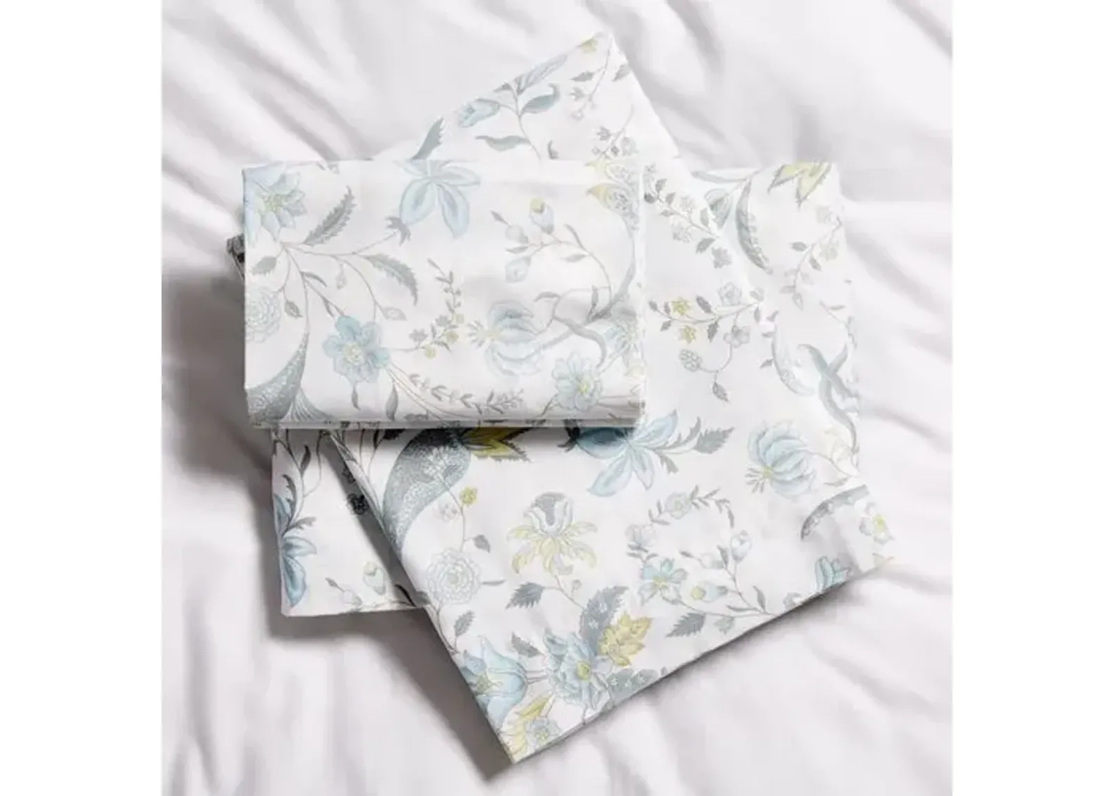 Botanical Sheet Set - Blue - Belle Epoque, 300 Thread Count, Egyptian Cotton Sateen, Soft and Luxurious