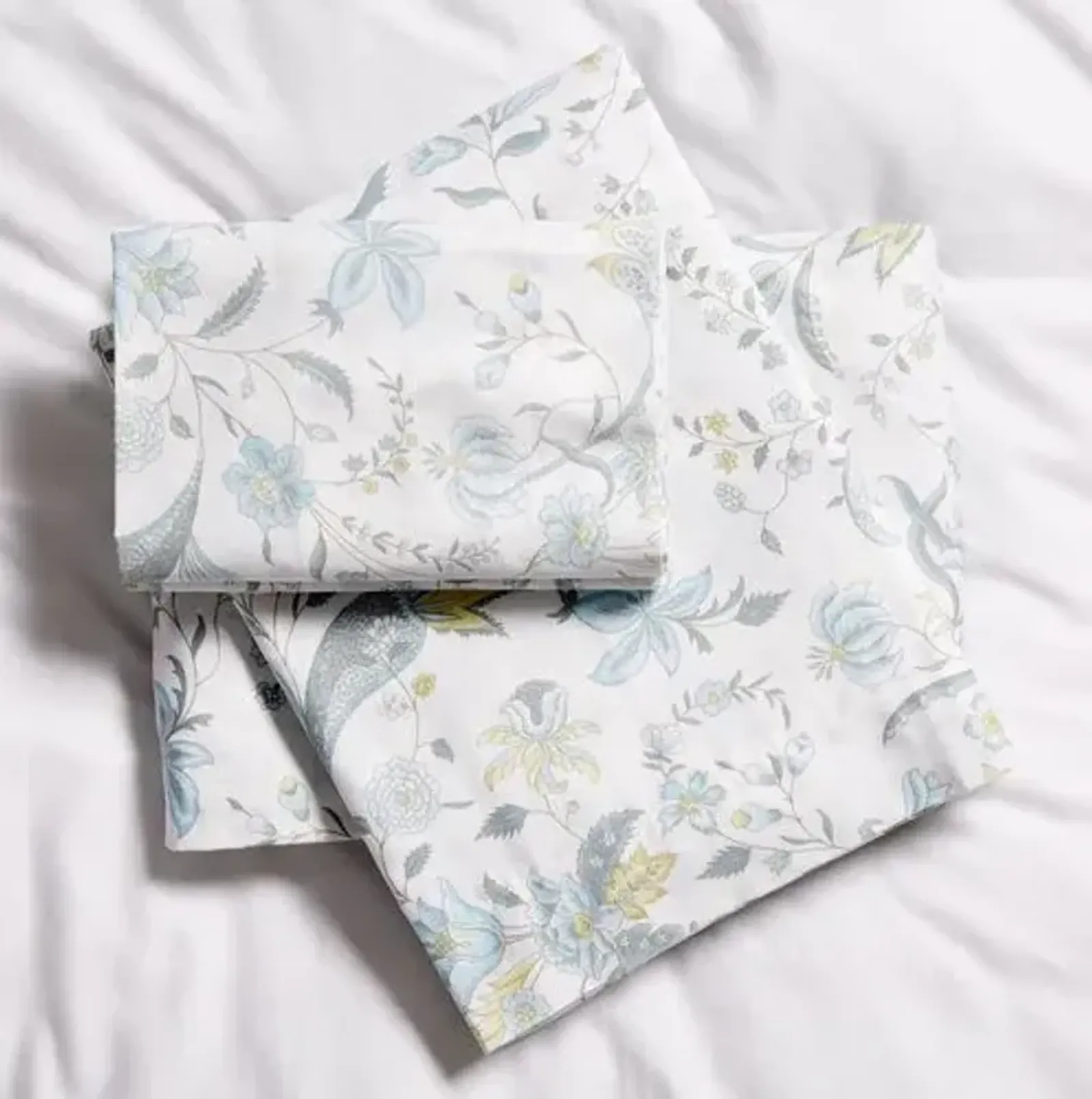 Botanical Sheet Set - Blue - Belle Epoque, 300 Thread Count, Egyptian Cotton Sateen, Soft and Luxurious