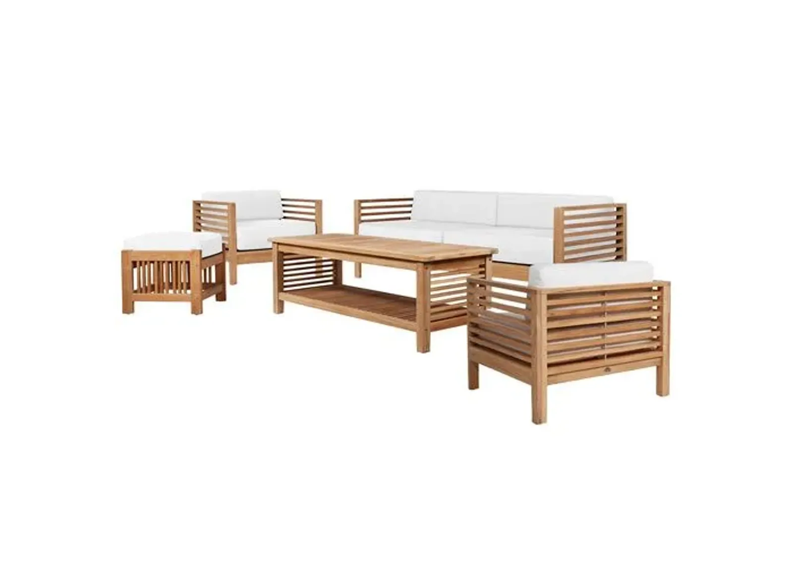 Summer 5-Pc Outdoor Sofa Set - Canvas White Sunbrella